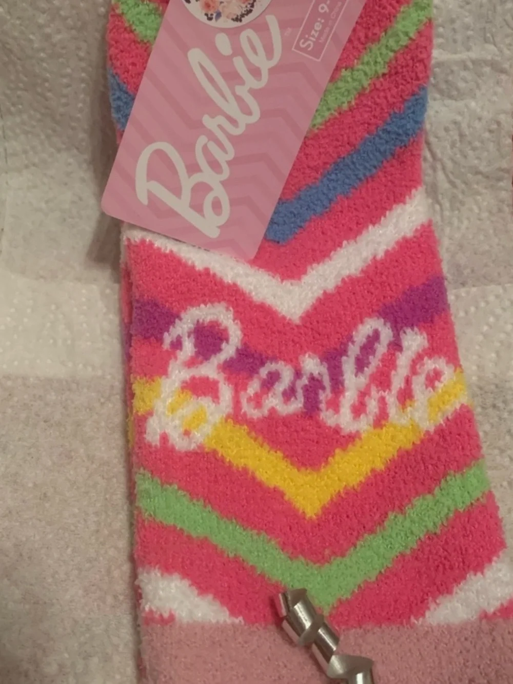 Barbie Chevron Pattern Socks - Pink, Yellow, Green NEW